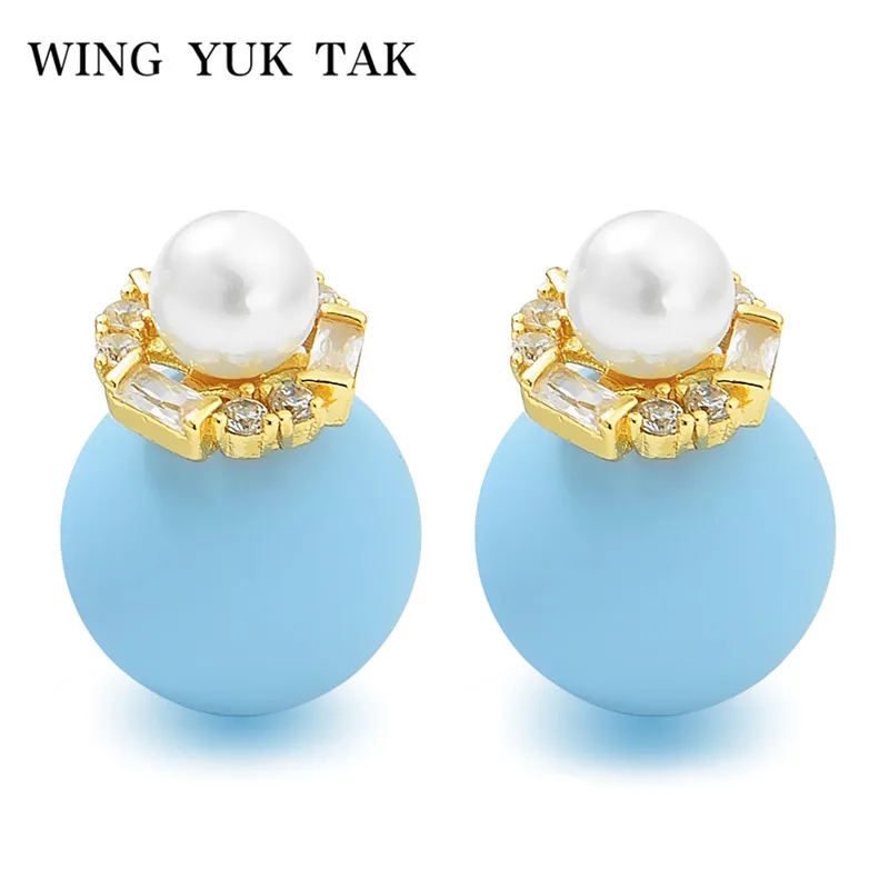 

Simulated Pearl Double Ball Stud Earrings For Women Fashion Classic Wedding Beads Earrings for Women Charm Jewelry Femme Bijoux