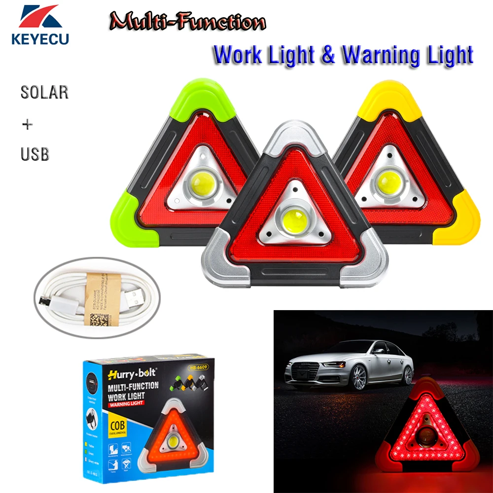

Keyecu Solar+USB Charging Emergency Lighting Maintenance Work Lamp on Vehicle Failure Parking Warning Explosive Flash Tripod