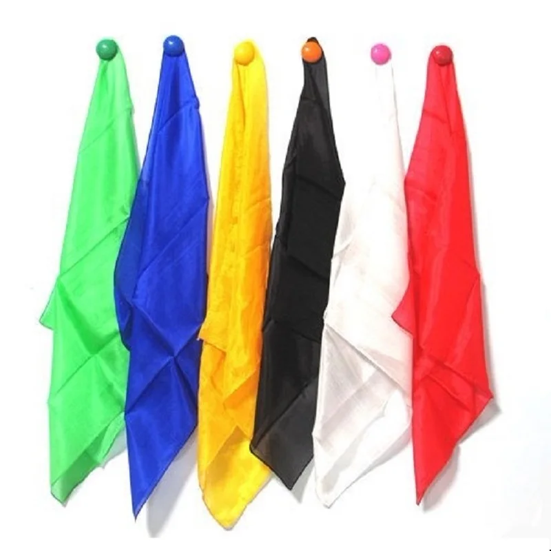 

6pcs/lot Magic Silk Change Color Silk Scarf Multicolor ultra-thin Scarves Magic Tricks for Stage Close Up Magic Props Free Ship