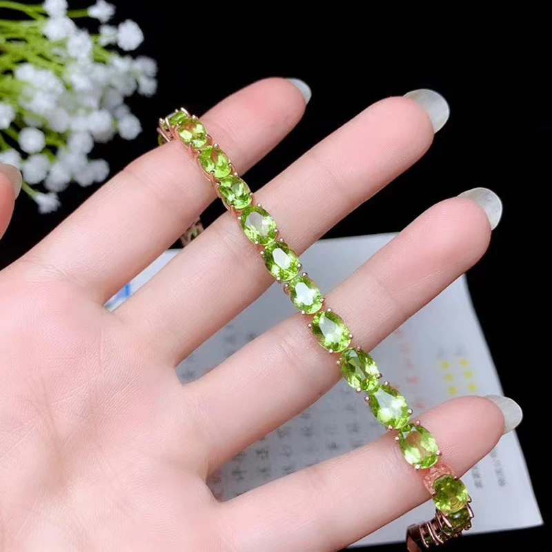 CoLife Jewelry 925 Silver Peridot Bracelet for Wedding 20pcs Natural Peridot Silver Peridot Sterling Silver Peridot Jewelry