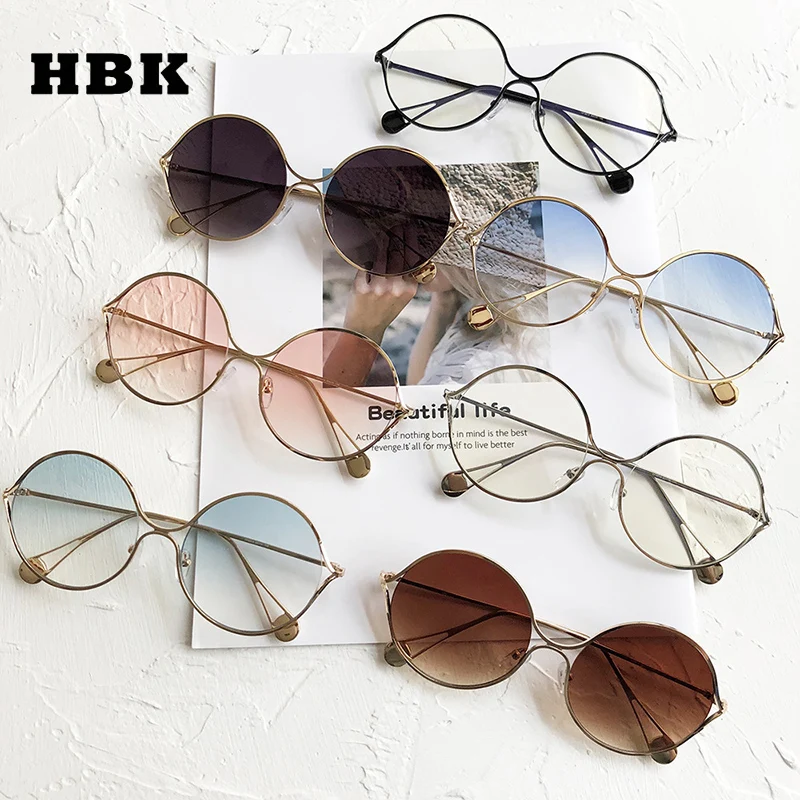 Женские круглые солнцезащитные очки HBK прозрачные с жемчужными дужками