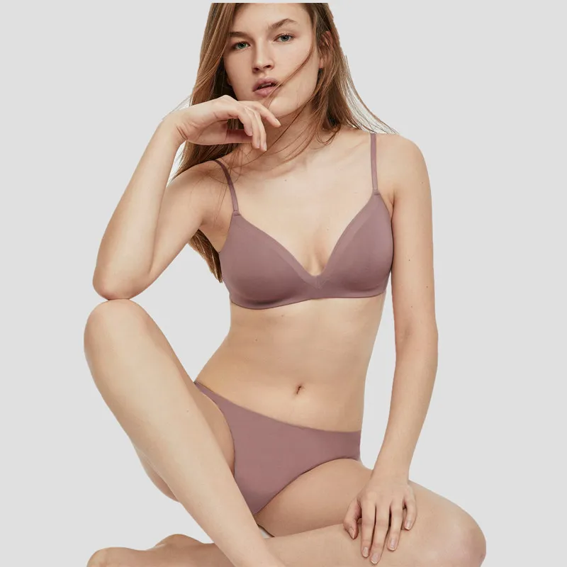 

New Products Early Spring Summer O basic thin cotton light face bra No steel ring gathered no trace underwear bra suit