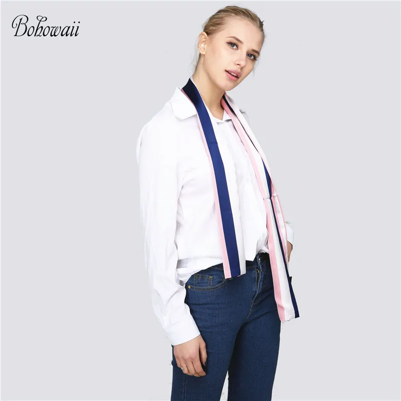 BOHOWAII Модный классический полосатый Женский фуляр 150x15 см Женская бандана Bufanda