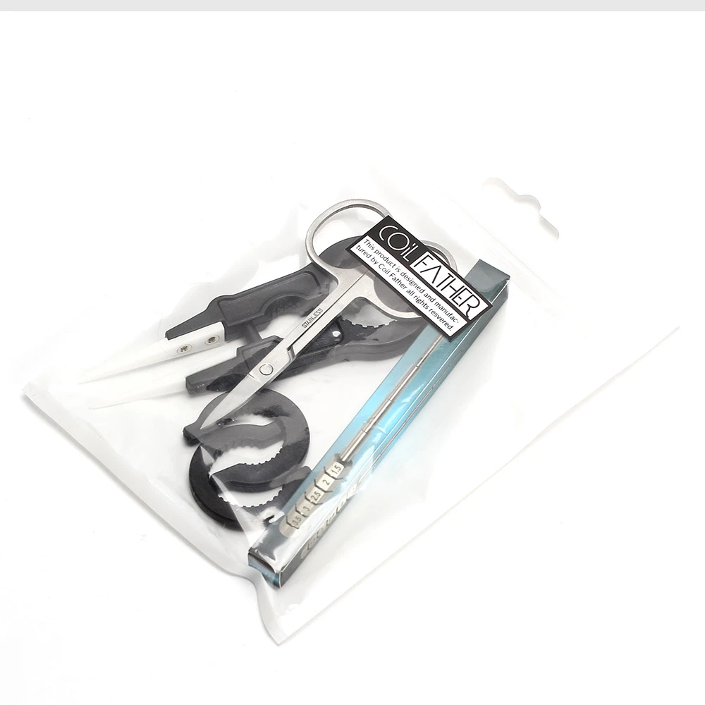 

5packs Coil Father Vape Tool Kit RDA RBA Tool Kit for Vapers Mini Cutter Ceramic Tweezer Coil Jig for E Cigarette Users