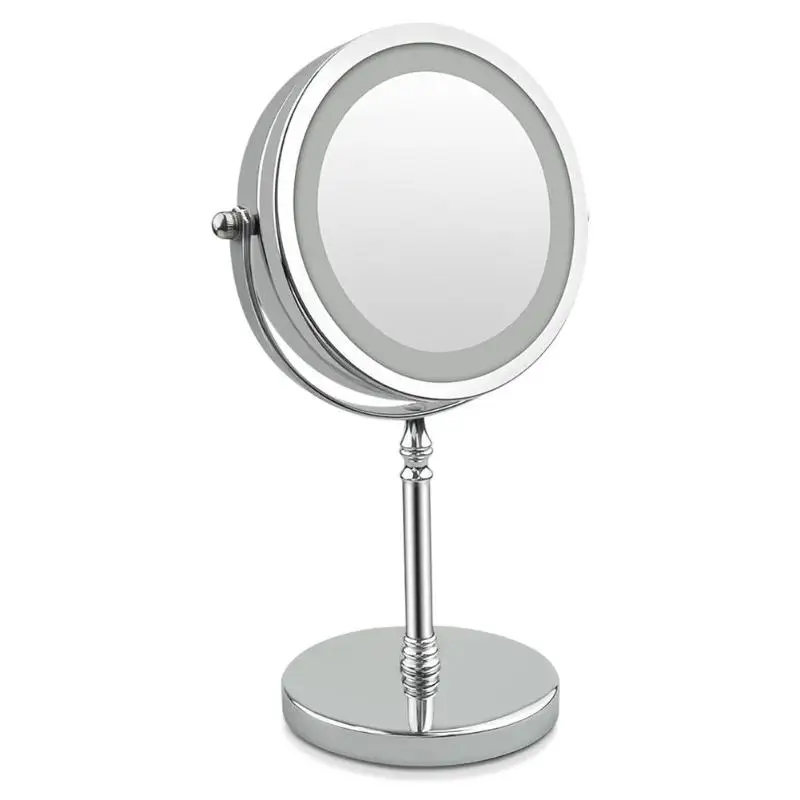 Светодиодный светильник зеркало для макияжа 7 дюймов 10x увеличение круговое зеркало для макияжа двусторонний светодиодный 360 градусов вращающееся косметическое зеркало