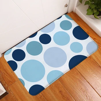 

HomeMiYN New Bath Mat Blue Circle Home Hotel Bathroom Floor Mat Anti Slip Bath Mats Doormat Footpads Rectangle Flannel Mat Home
