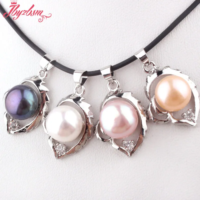 10mm Natural Round Freshwater Pearl Stone Beads Leaf White Tibetan Silver Fashion Style Women Pendant 1 Pc 15x18mm Free Shipping | Украшения