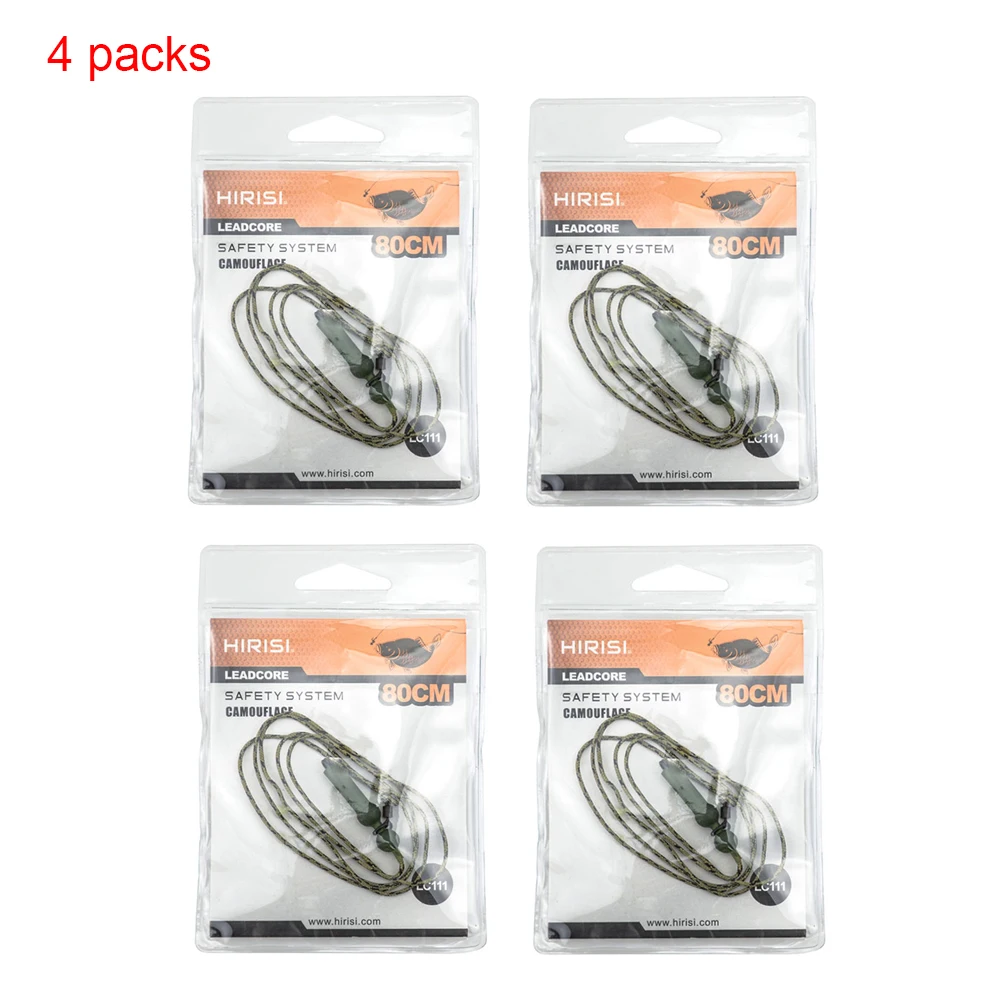 4 x Hirisi الكارب الصيد Leadcore التمويه مزين خط الكارب خيط صنارة الصيد الشعر الحفارات سلامة الرصاص مقاطع سريعة تغيير كليب LC111