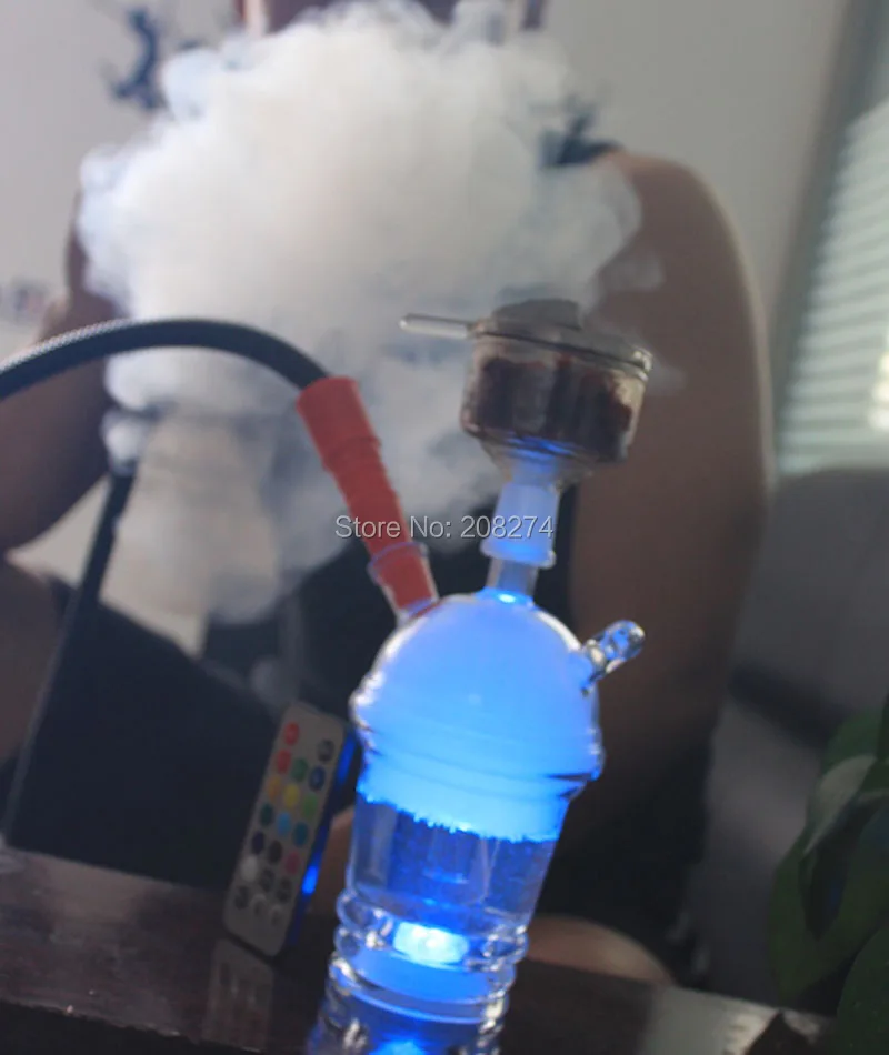2016 small glass hookah stem shisha cup style art hookahs led light
