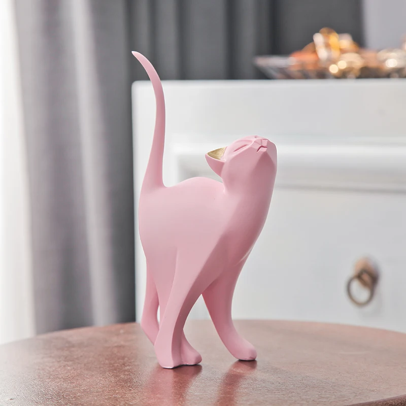 Cute Lovely Cat Creative Personality Resin Cat For Room Ornaments Figurine Statue Artificial Best Gift