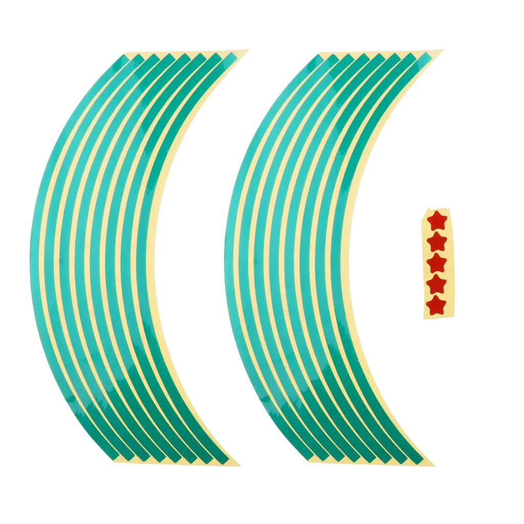 Motorcycle Rim Tape Reflective Wheel Stickers Decals Set Kit 17 Inch Pre-Curved For Easy Installation