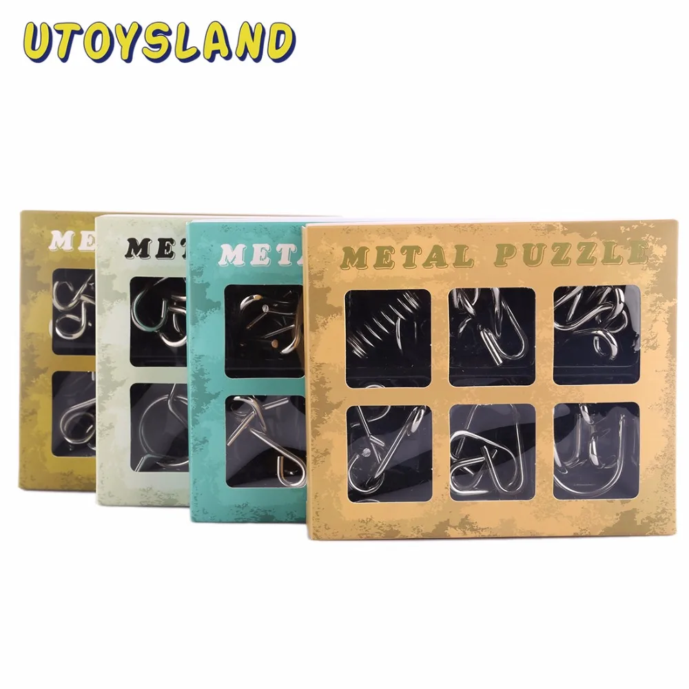 UTOYSLAND 24Pcs IQ Metal Puzzle Mind Brain Teaser Magic Wire Puzzles Game Educational Toys for Children Adults Kids