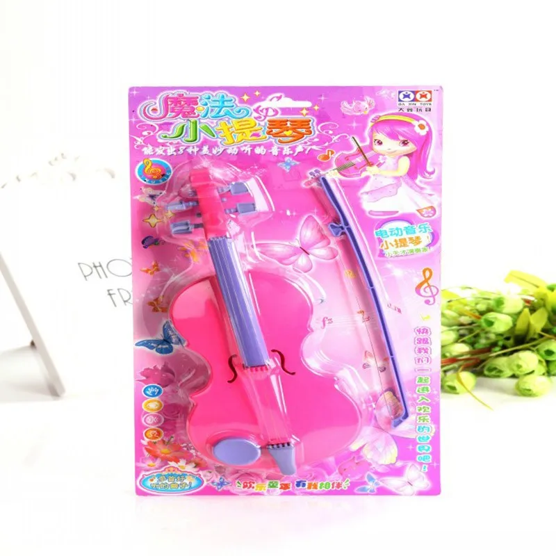 Magic Electric Violin Children Cute Rosy Mini Simulation Musical Instruments Safe Educational Toy TC0009