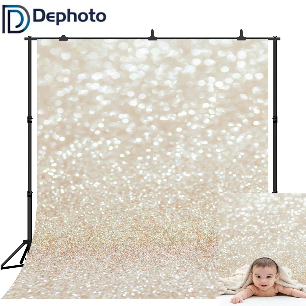 

DePhoto Photography Backdrops Golden Glitter Shine Bokeh Birthday Photo Backgrounds Sweet 16 Party Decorations for Photo Studio