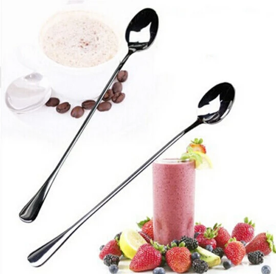 

1pc Metal Color Spoon with Long Handle Useful Afternoon Tea Dessert Spoons Family Tableware Kid Ice Cream Coffee Tea Spoon