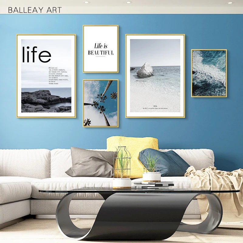 Nordic Life Quote Decoration Landscape Wall Art Canvas Poster and Print Painting Decorative Picture for Living Room Decor | Дом и сад