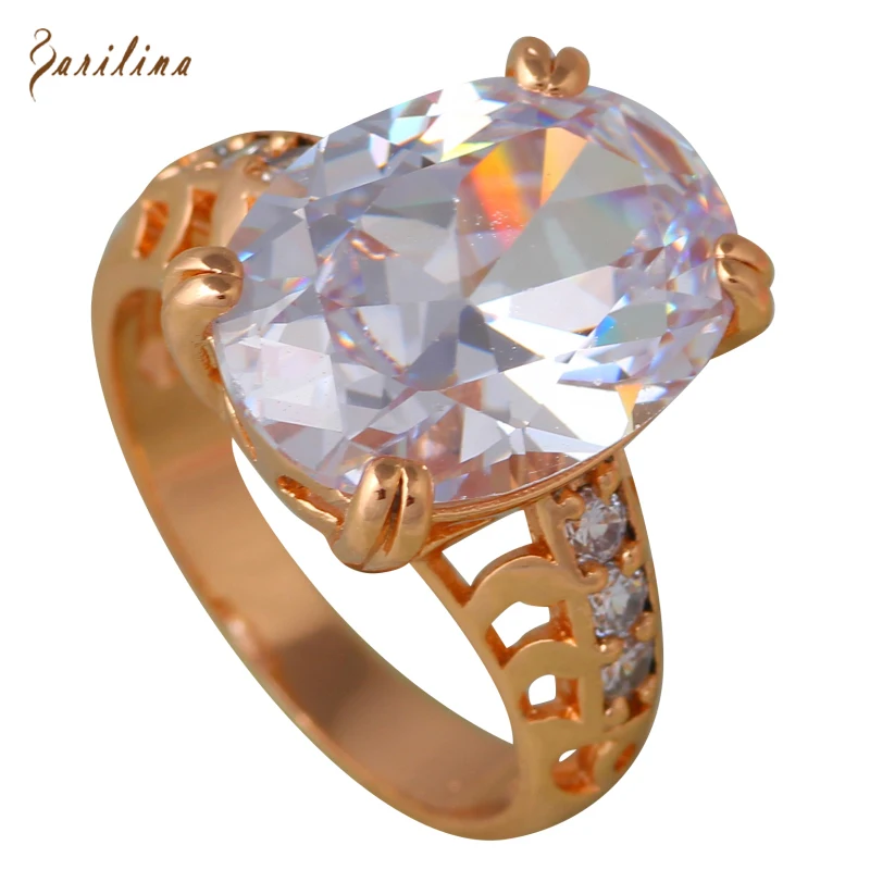 

White Topaz female Party ring 18k gold Created diamond rings for women gift fashion jewelry size 6 7 8 9 10 R568