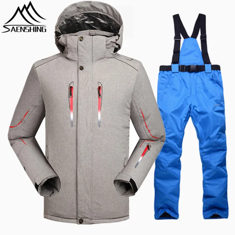 

SAENSHING super warm winter ski suit male waterproof 10000 snowboarding suits men breathable skiing ski jacket snowboard pant