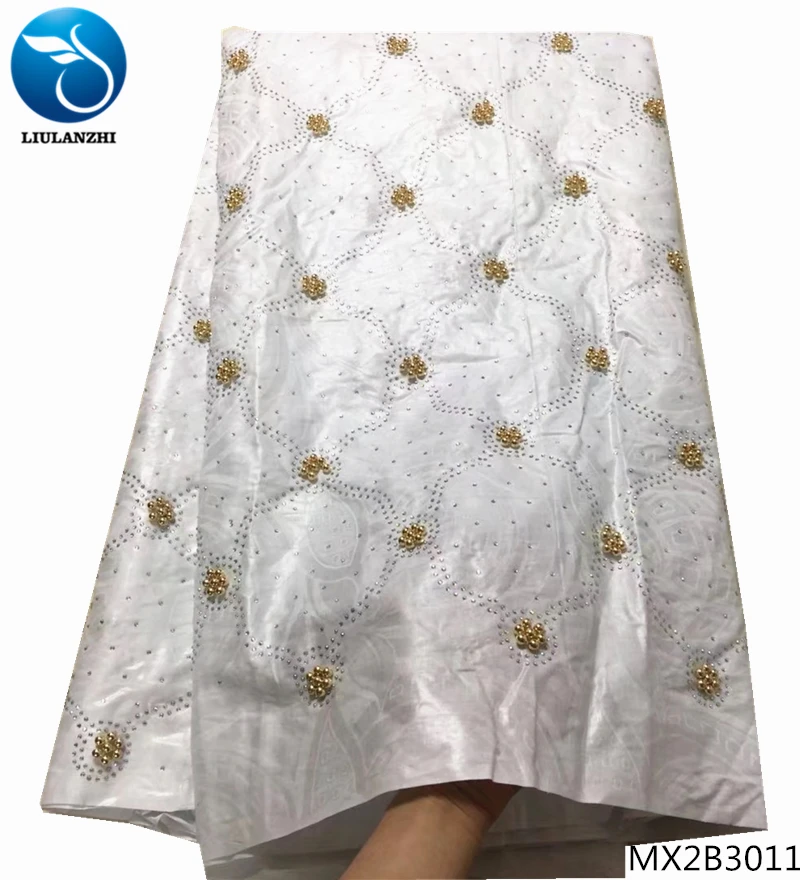 

LIULANZHI africain bazin white tissu 2019 christmas fabric with gold beads african fabric 5 yards per set for clothing MX2B30