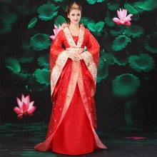 Красный Древние китайские Инфанта Пери хвост драматургического свадебное платье фото костюм Han платье принцессы Косплэй один размер 0813015