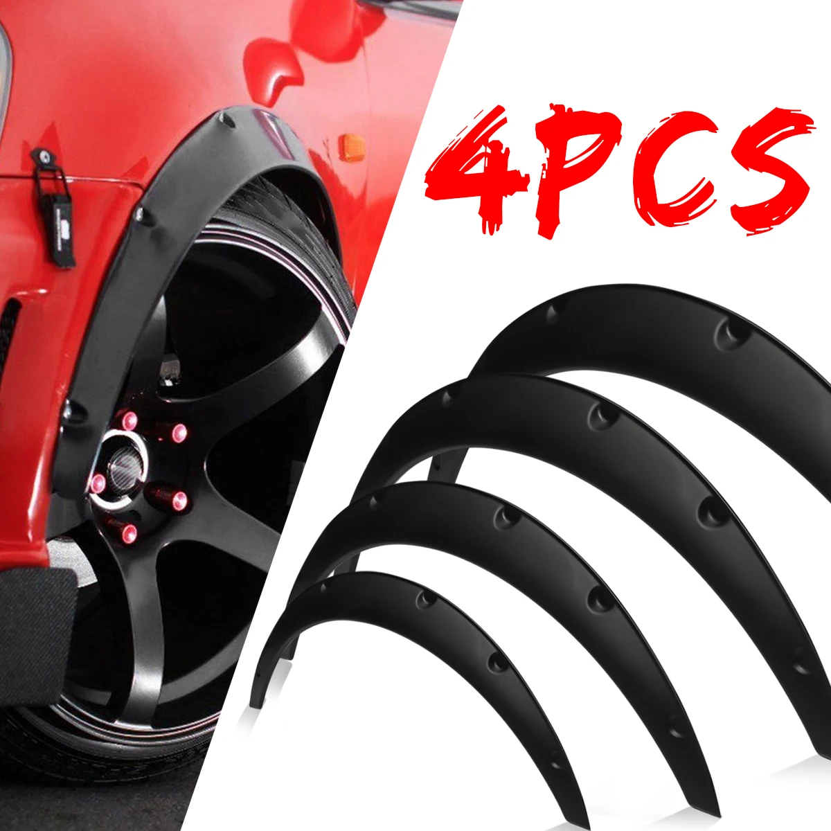 

4x Black Universal Auto Car for Fender Flares Arch Wheel Eyebrow Protector Mudguards Sticker Extension Wide Arch Car Styling