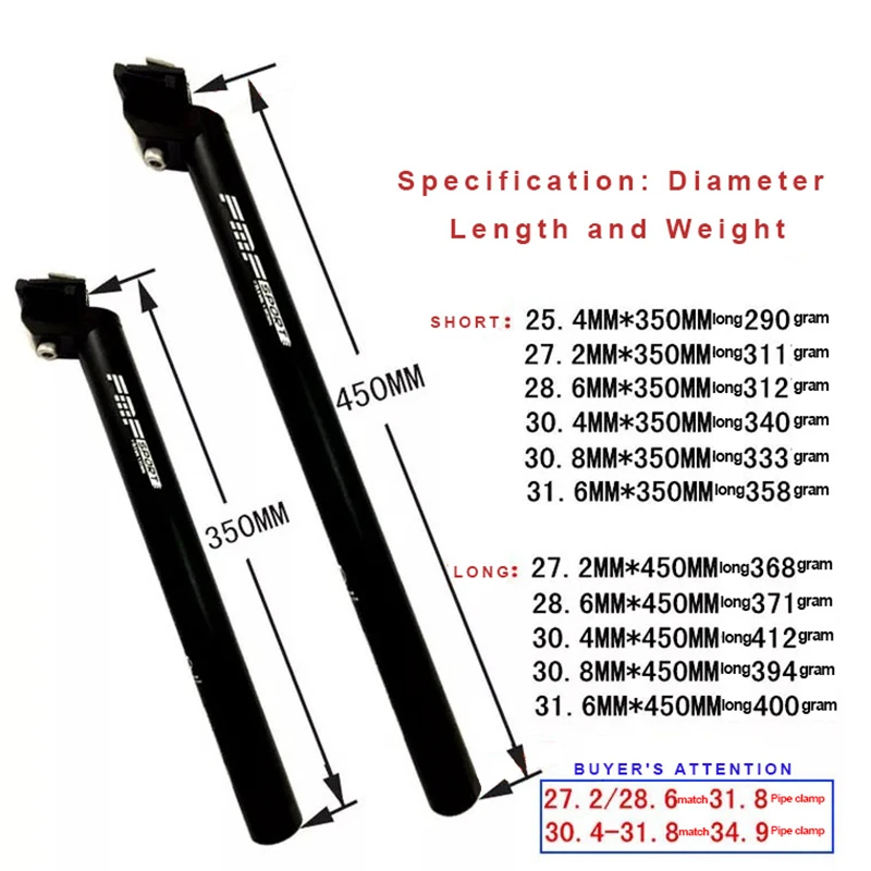 Подседельный штырь для горного велосипеда Алюминий сплав черный MTB дорожный велосипед Запчасти 25,4/27,2/28,6/30,4/30,8/31,6*350/450 мм подседельный штырь