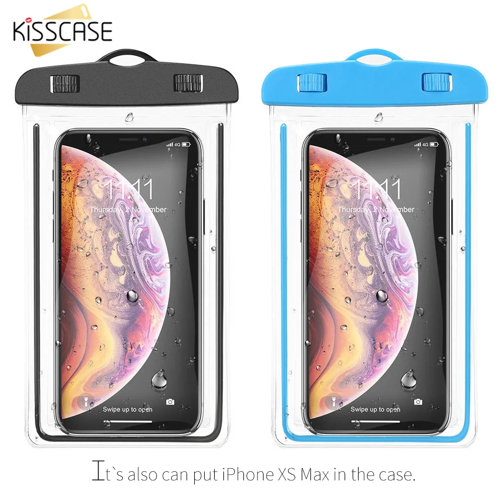 KISSCASE للماء حقيبة هاتف محمول لهواوي P20 الموالية زميله 20 لايت P30 P10 مضيئة حقيبة خزائن هاتف آيفون XS XR X غطاء كوكه