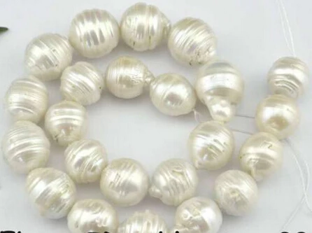 

huij 00713 14-18mm White Thread Freshwater Pearl Loose Beads 15