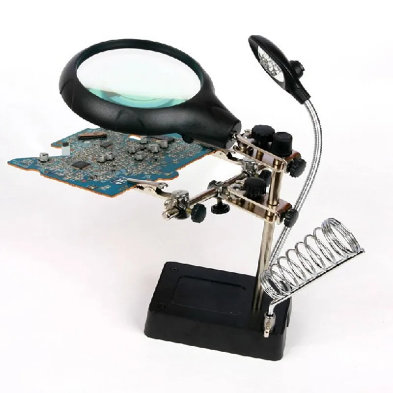 2.5X 7.5X 10X Led Bench Desk Magnifier Wide Field Desktop Magnifier