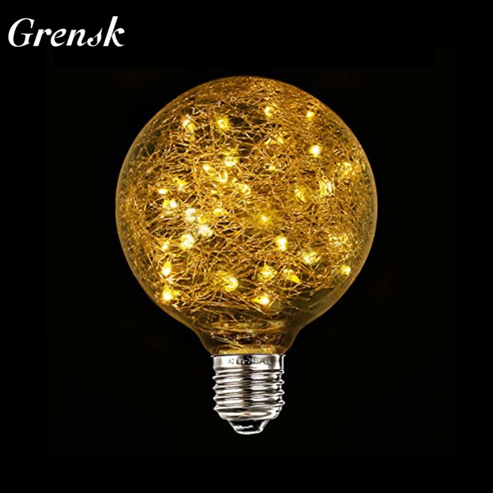 Grensk bombilla LED G95 con forma de globo, bombillas decorativas de hadas de Navidad, diseño de pájaro, 50 luces LED de cadena en el 2205V|led bulb|filament bulbdesign -