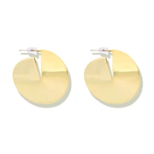 LWONG дизайнерские Золотые открытые круглые серьги-гвоздики диски для женщин, латунные большие серьги-гвоздики, племенные геометрические серьги