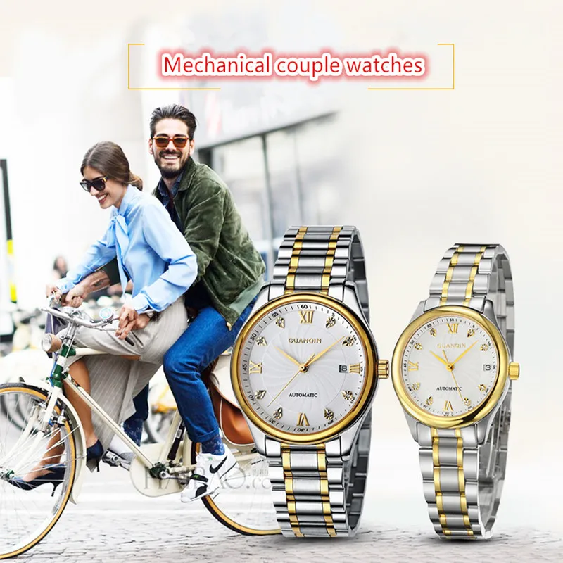 GUANQIN Luxury Lovers Watch Top Brand Women Men Watches Waterproof Sapphire Crystal 316L Stainless Steel Couple Watches 2 Pieces (1)