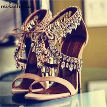 Summer Bling Bling Women Gladiator Sandals Brand Suede Strappy High Heels Shoes Woman Lace Up Pumps Rhinestone Zapatos Mujer Summer Bling Bling Women Gladiator Sandals Brand Suede Strappy High Heels Shoes Woman Lace Up Pumps Rhinestone Zapatos Mujer