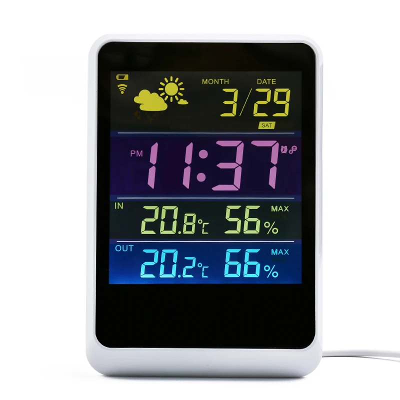 

Multi-function electronic intelligent alarm clock wireless wet and dry thermometer weather forecast calendar indoor and outdoor