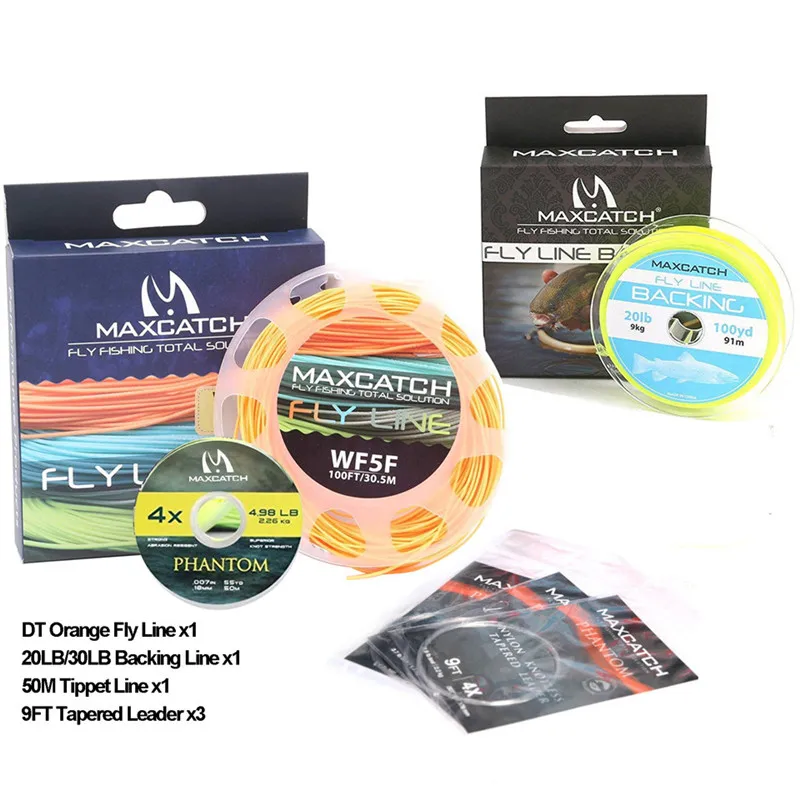 Maximumcatch 1-8WT 100FT DT Fly рыболовная леска двойной конус плавающая леска зеленый/желтый/оранжевый цвет - Цвет: Orange Combo