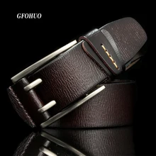 Cinturón de cuero auténtico para hombre, hebilla de doble Pin, estilo británico, informal, envío gratis