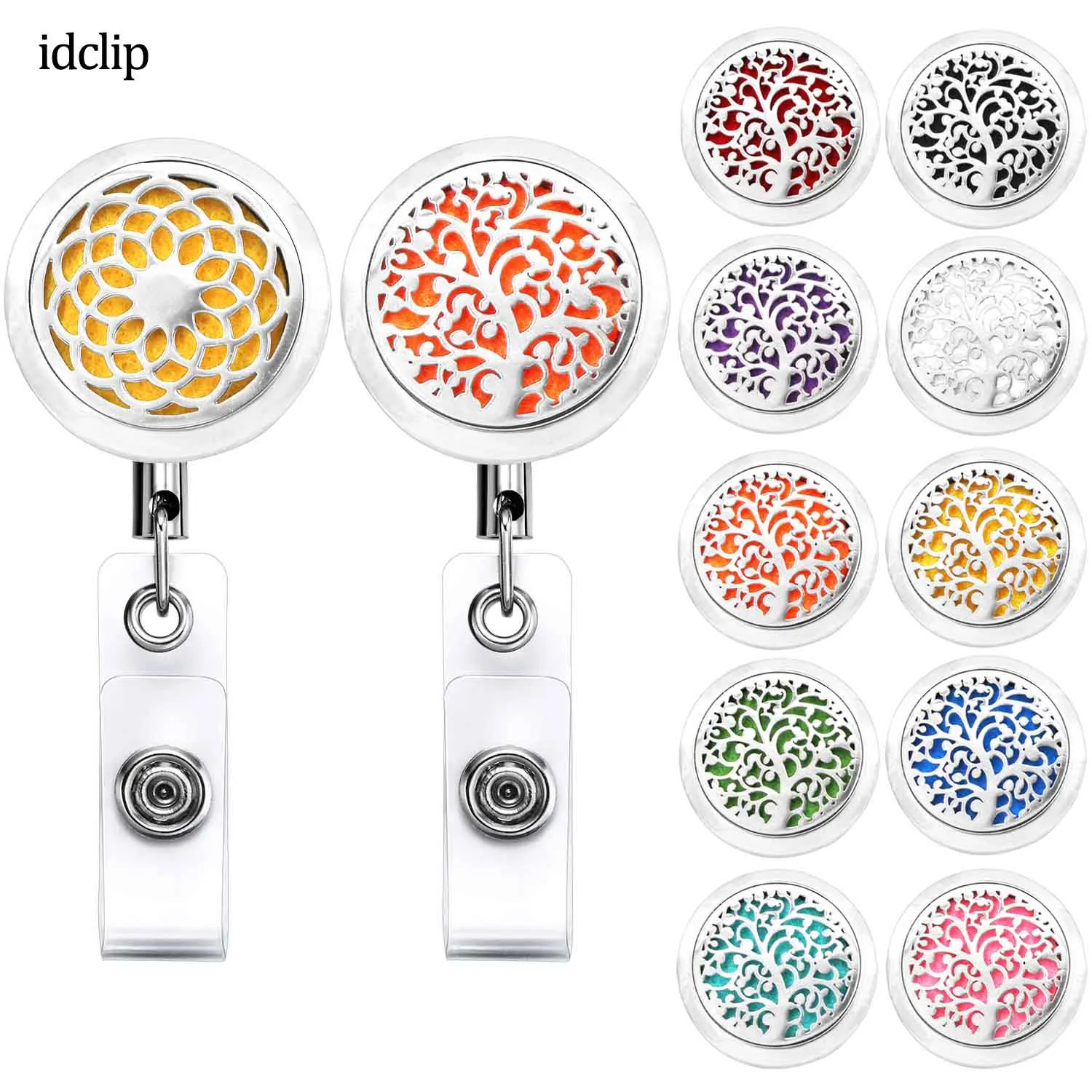 

idclip 2 Sets Retractable Badge Reel Holder with Alligator Clip Essential Oil Diffuser for Aromatherapy Nurse Doctor Teacher