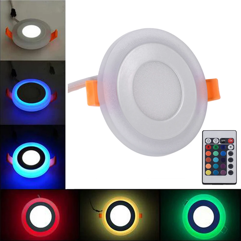 

8x Recessed RGB Led Panel Down light Dimmable Spot Light Round Square Ceiling Lights SMD 2835 Leds Lamp For Home Bedroom +Remote