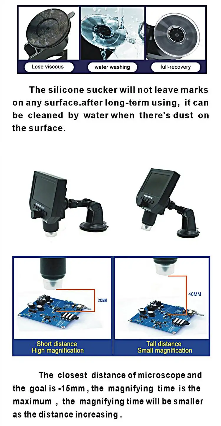 Mustool<ALIMT >&reg;</ALIMT> G600 Digital Portable 1-600X 3.6MP Microscope Continuous Magnifier with 4.3inch HD LCD Display
