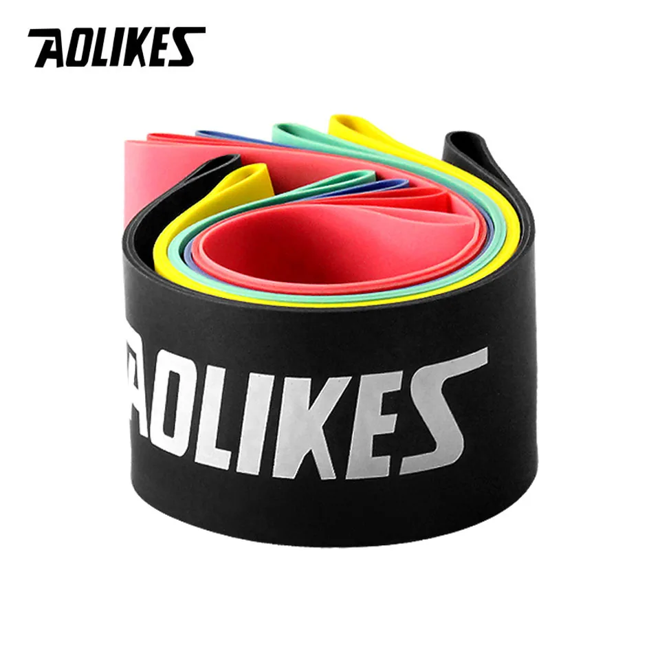 AOLIKES 1 قطع 6 ألوان مطاطا المقاومة تجريب المطاط حلقة لاستعادة لياقته رياضة قوة التدريب مرونة العصابات