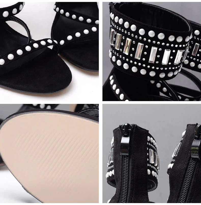 Women's Sandals' High Heels Buckle Strap Extreme High Heels Shoes Sandals Woman Gladiator Sandals Womens Summer Boots Big Size 9 (14)