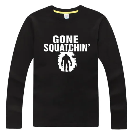 Прошли Squatchin рубашка с длинными рукавами футболки S-6XL Hunter футболка классная одежда светятся в темноте