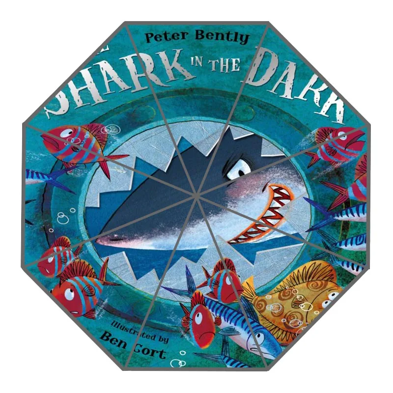 

New Arrive Custom Personality anime Shark Umbrellas Creative Design High Quality Foldable Rain Umbrella