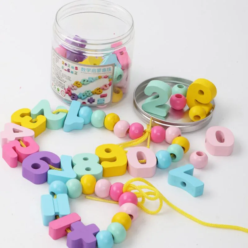 Красочные Обучающие игрушки Монтессори, деревянные цифровые игрушки из бисера, обучающие игрушки для детей, подарок на день рождения
