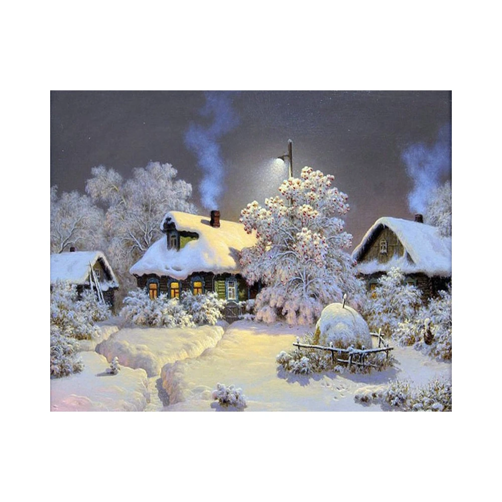 

Diamond Embroidery diy Landscape Snow Night Pattern 5D Rhinestones Needlework Diamond Mosaic Kits For cross-stitchingVZ691