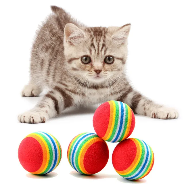 

1/5/10Pcs 3.5cm Rainbow Colorful Dog Cat Toy Ball Interactive Kitten Play Chewing Rattle Scratch EVA Ball Training Pet Supplies