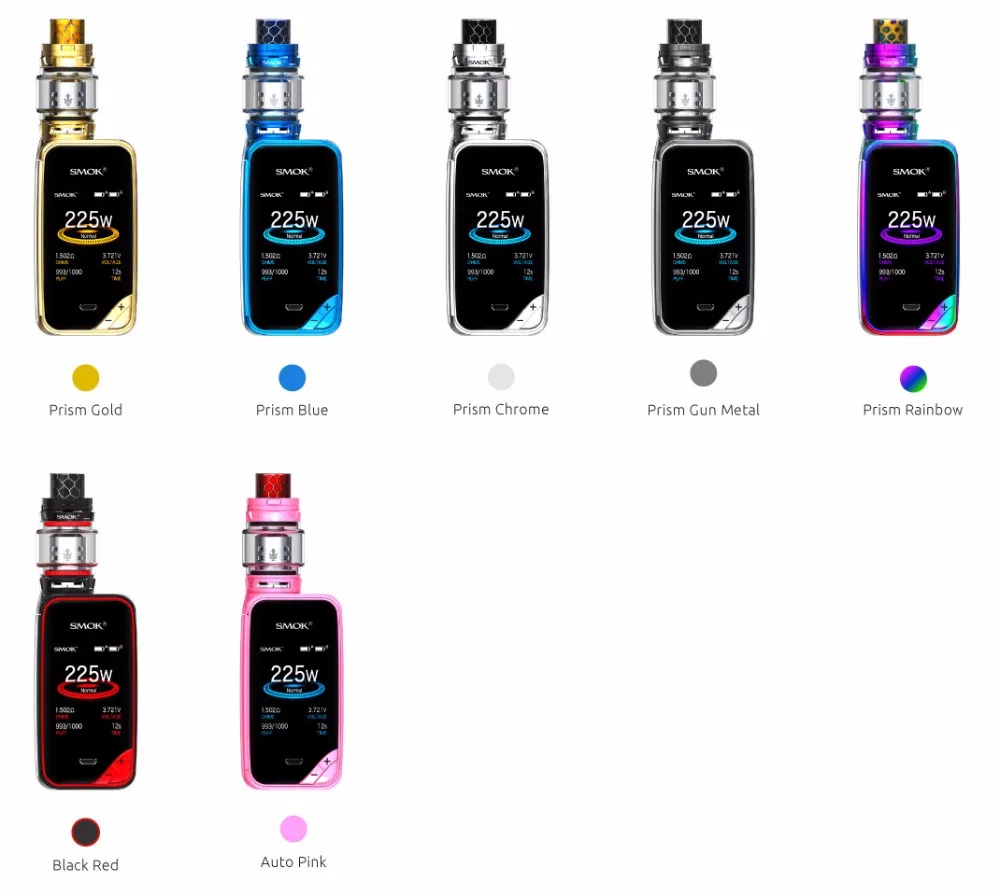 Smok X-Priv Vape Kit 225W X Priv Box Mod 8ml TFV12 Prince Tank with V12 Prince Q4 T10 Coil Electronic Cigarette Vaporizer