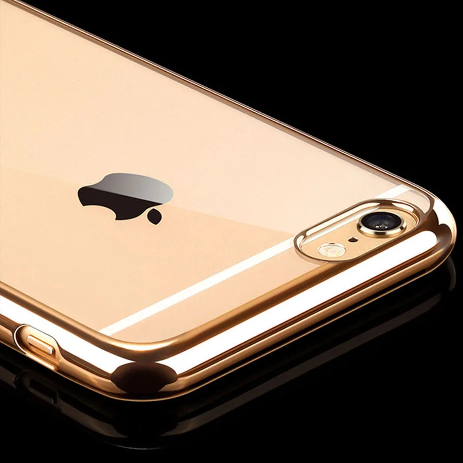 Case For iPhone 5 5S SE 6 6S plus 7 Plus Luxury Plating Gilded Transparent TPU Silicone Soft Phone Cases Cover For iPhone 6 Case (11)