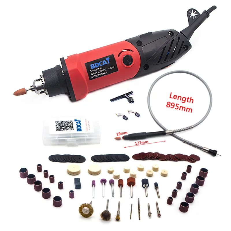 BDCAT 400W Mini Drill Rotary Tool Variable Speed Electric Grinder Engraving Polishing Power Tools with 206pcs Dremel Accessories