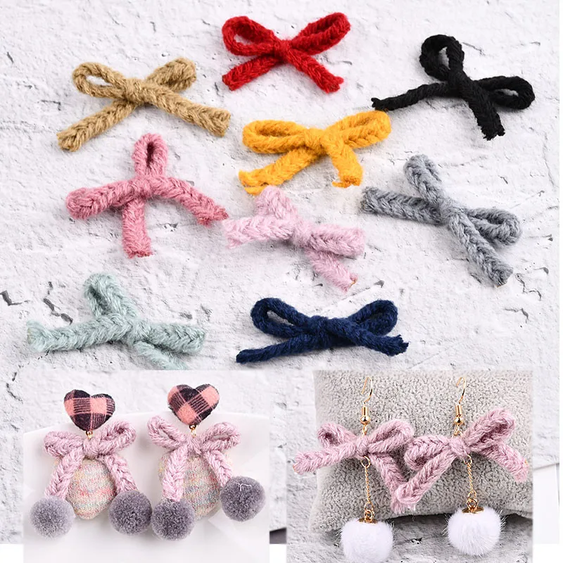 Wholesale 100pcs/lot 25*45mm Handmade Wool Felt Crochet Ribbon Knot